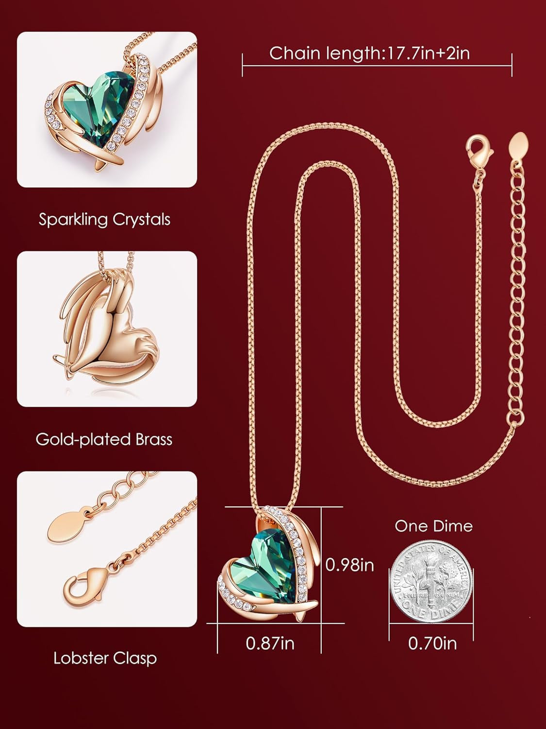 Mothers Day Gifts for Mom,Love Heart Pendant Necklaces for Women, Silver Tone Rose Gold Tone Birthstone Jewelry Gifts for Wife Her