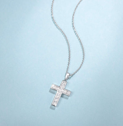Cross Necklace for Women Sterling Silver Cubic Zirconia Twisted Cross Infinity Open Loop Pendant Gift for Women, 18" Extender